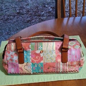 Fossil Patchwork Pink and Brown Women's Bag